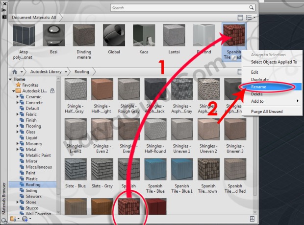 24-roofing-spanish-tile-red-3-rename-material-browser-tutorial-autocad-3d