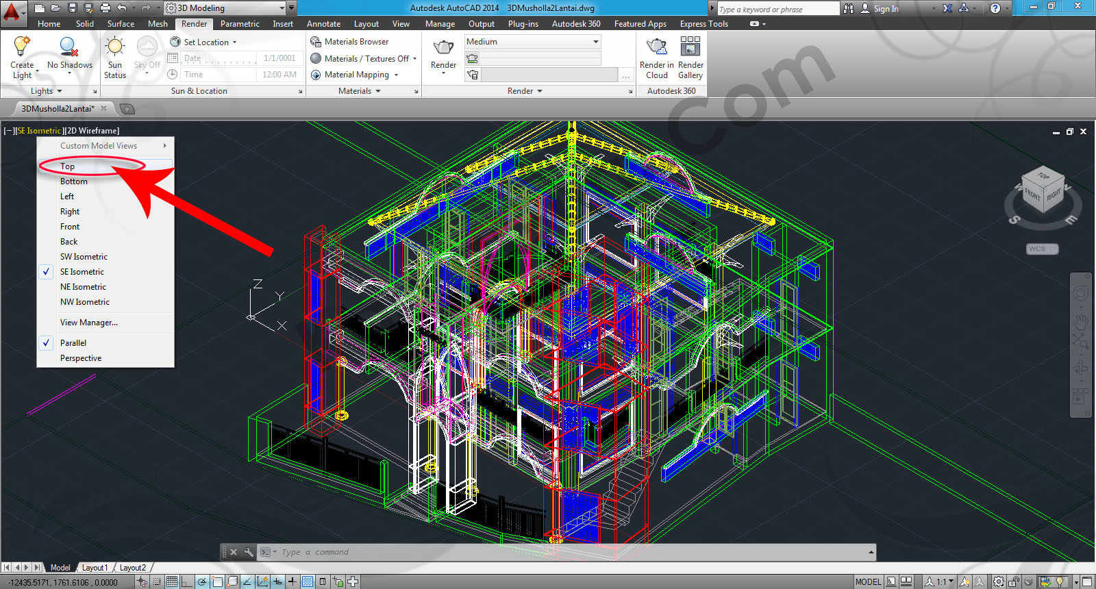 Download File AutoCAD 3D Bangunan Bertingkat Latihan Rendering KARYAGURU CENTER