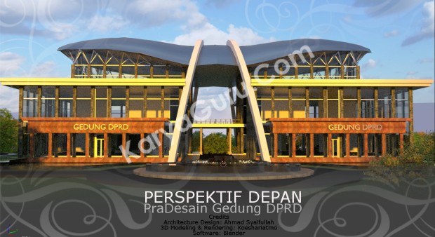 Rendering Pradesain Gedung Kantor DPRD Wilayah Timur Perspektif Depan